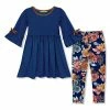 Cheapest 🧨 Millie Loves Lily Navy Bow Bell-Sleeve A-Line 👗 Dress & Autumn Florals Leggings - Infant, Toddler & 👧 Girls For Kids 😀