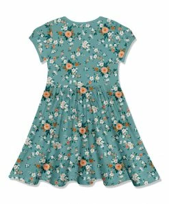 Deals 🔔 Millie Loves Lily Nile Blue Floral Garden Bow-Waist Cap-Sleeve A-Line 👗 Dress - Infant, Toddler & 👧 Girls For Kids 😍 -Little Millie-shop zu110322309 alt 2 tm1667424107