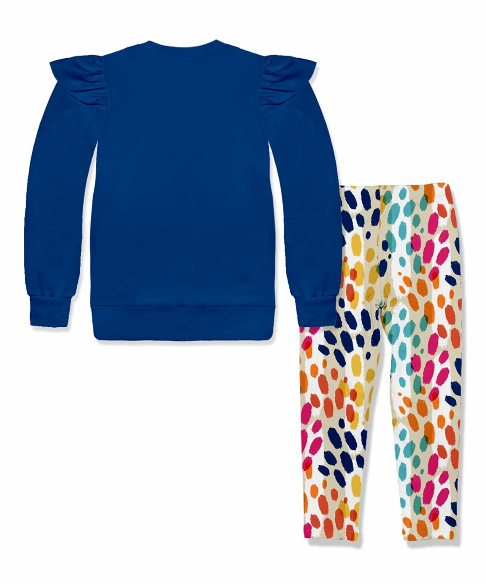 Budget π Millie Loves Lily Cobalt Angel-Sleeve Sweatshirt & Rainbow Leopard Leggings - Infant, Toddler & π§ Girls For Kids β 2 Budget π Millie Loves Lily Cobalt Angel-Sleeve Sweatshirt & Rainbow Leopard Leggings - Infant, Toddler & π§ Girls For Kids β - Image 2