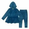 Deals ❤️ Millie Loves Lily Midnight Ruffle-Hem Velour Hooded Tunic & Leggings - Infant, Toddler & 👧 Girls For Kids 💯