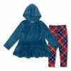 Best deal 👍 Millie Loves Lily Midnight Ruffle-Hem Velour Hooded Tunic & Red Plaid Leggings - Infant, Toddler & 👧 Girls For Baby & Maternity 🎁