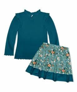 Hot Sale π Millie Loves Lily Midnight Ribbed Long-Sleeve Top & Aqua Floral Garden A-Line π Skirt - Toddler & π§ Girls For Kids π 5 Hot Sale π Millie Loves Lily Midnight Ribbed Long-Sleeve Top & Aqua Floral Garden A-Line π Skirt - Toddler & π§ Girls For Kids π -Little Millie-shop zu110322549 alt 2 tm1667424107