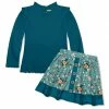 Hot Sale 👍 Millie Loves Lily Midnight Ribbed Long-Sleeve Top & Aqua Floral Garden A-Line 👗 Skirt - Toddler & 👧 Girls For Kids 😀