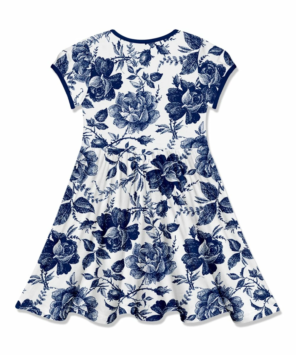 Budget β Millie Loves Lily Navy & White Toile Floral Bow-Waist Cap-Sleeve A-Line π Dress - Infant, Toddler & π§ Girls For Kids π 3 Budget β Millie Loves Lily Navy & White Toile Floral Bow-Waist Cap-Sleeve A-Line π Dress - Infant, Toddler & π§ Girls For Kids π - Image 3