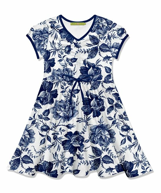 Budget β Millie Loves Lily Navy & White Toile Floral Bow-Waist Cap-Sleeve A-Line π Dress - Infant, Toddler & π§ Girls For Kids π 1 Budget β Millie Loves Lily Navy & White Toile Floral Bow-Waist Cap-Sleeve A-Line π Dress - Infant, Toddler & π§ Girls For Kids π