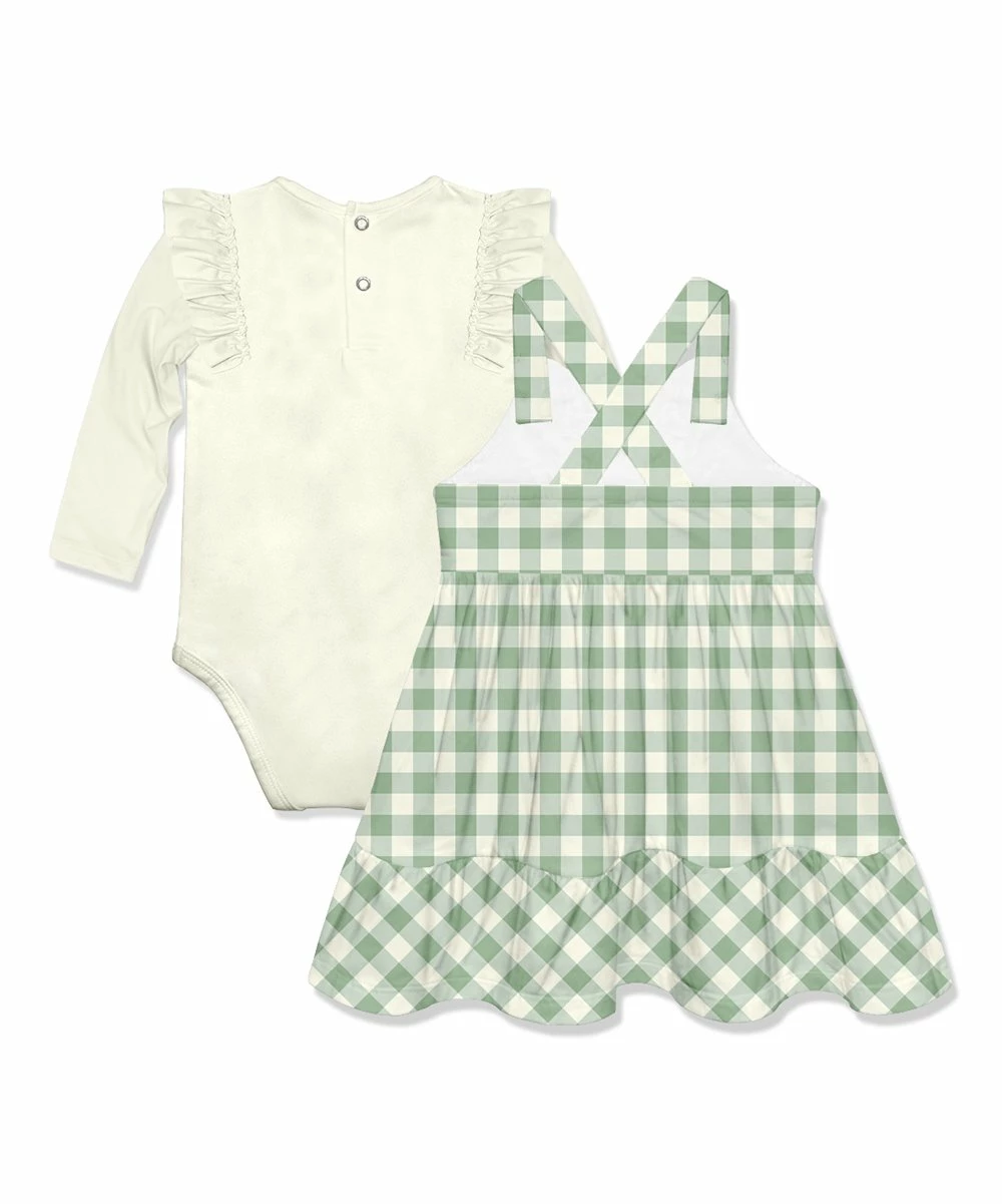 Top 10 β€οΈ Little Millie Cream Long-Sleeve Bodysuit & Sage Gingham Pocket Jumper - Infant & Toddler For Kids π 2 Top 10 β€οΈ Little Millie Cream Long-Sleeve Bodysuit & Sage Gingham Pocket Jumper - Infant & Toddler For Kids π - Image 2