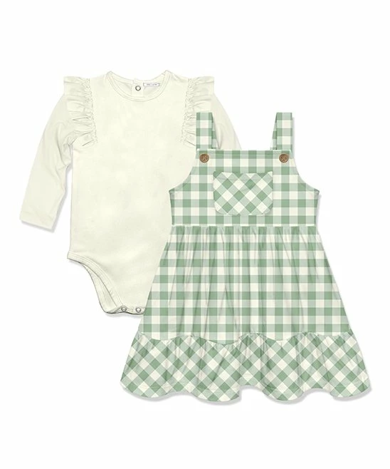 Top 10 β€οΈ Little Millie Cream Long-Sleeve Bodysuit & Sage Gingham Pocket Jumper - Infant & Toddler For Kids π 1 Top 10 β€οΈ Little Millie Cream Long-Sleeve Bodysuit & Sage Gingham Pocket Jumper - Infant & Toddler For Kids π