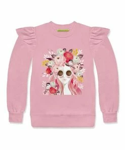 Buy ❤️ Millie Loves Lily Dusty Pink Girl Flower Angel-Sleeve Sweatshirt - Infant, Toddler & 👧 Girls For Kids 🧨