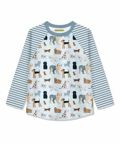 New ❤️ Millie Loves Lily Pale Blue & White 🐶 Doggie 🐶 Dog Long-Sleeve Raglan Tee - Infant, Toddler & 👧 Girls For Kids 🔔