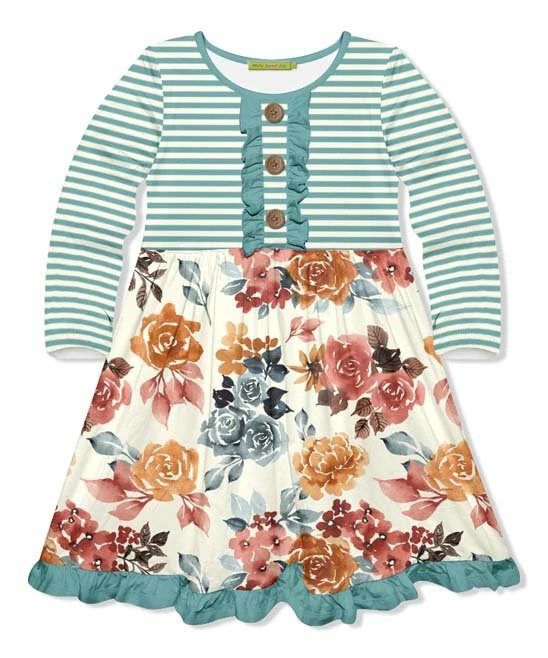 Top 10 π Millie Loves Lily Cream & Nile Blue Autumn Florals Button-Front π Dress - Infant, Toddler & π§ Girls For Kids π 1 Top 10 π Millie Loves Lily Cream & Nile Blue Autumn Florals Button-Front π Dress - Infant, Toddler & π§ Girls For Kids π