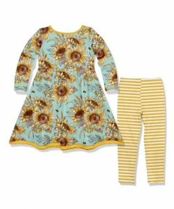 Cheapest 😍 Millie Loves Lily Mint Sunflower Ladybug Front-Pocket A-Line 👗 Dress & Stripe Leggings - Infant, Toddler & 👧 Girls For Kids ⭐ -Little Millie-shop zu110531194 alt 2 tm1668452716