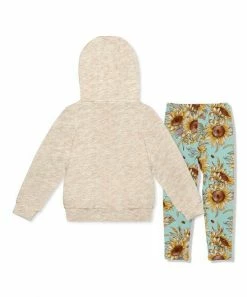 Cheap ✨ Millie Loves Lily Oatmeal Heather Waffle-Knit Hoodie & Sunflower & Ladybug Leggings - Infant, Toddler & 👧 Girls For Kids ⭐ -Little Millie-shop zu110531365 alt 2 tm1668453079