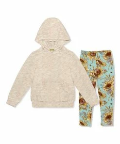 Cheap ✨ Millie Loves Lily Oatmeal Heather Waffle-Knit Hoodie & Sunflower & Ladybug Leggings - Infant, Toddler & 👧 Girls For Kids ⭐