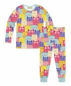 Best Sale 🤩 Millie Loves Lily Mint Kitty Crowd Pajama Set - Infant, Toddler & 👧 Girls For Kids 😉