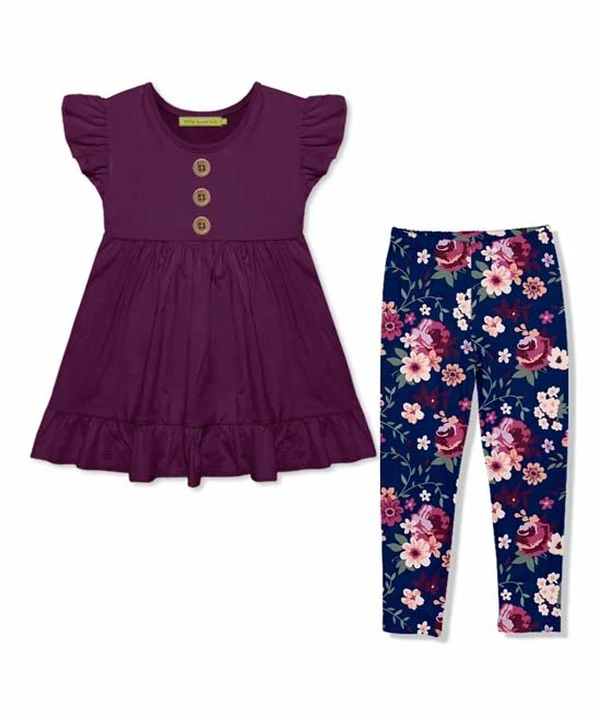 Best Pirce β€οΈ Millie Loves Lily Plum Angel-Sleeve Babydoll Top & Willow Floral Leggings - Infant, Toddler & π§ Girls For Kids π 1 Best Pirce β€οΈ Millie Loves Lily Plum Angel-Sleeve Babydoll Top & Willow Floral Leggings - Infant, Toddler & π§ Girls For Kids π
