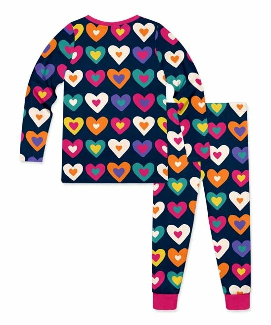 Hot Sale β Millie Loves Lily Dark Navy Graphic Hearts Pajama Set - Infant, Toddler & π§ Girls For Kids β¨ 3 Hot Sale β Millie Loves Lily Dark Navy Graphic Hearts Pajama Set - Infant, Toddler & π§ Girls For Kids β¨ - Image 3