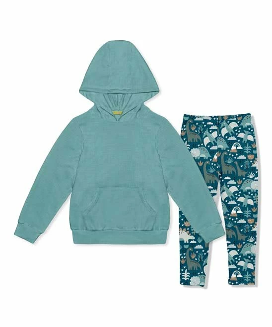 Best Pirce π Millie Loves Lily Nile Blue Waffle-Knit Pocket Hoodie & Dino Dee Leggings - Infant, Toddler & π§ Girls For Kids β 1 Best Pirce π Millie Loves Lily Nile Blue Waffle-Knit Pocket Hoodie & Dino Dee Leggings - Infant, Toddler & π§ Girls For Kids β