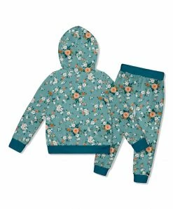 Cheapest ❤️ Millie Loves Lily Nile Blue Floral Garden Ruffle Velour Zip-Front Hoodie & Joggers - Toddler & 👧 Girls For Kids ✨ -Little Millie-shop zu110544895 alt 2 tm1668452716