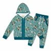 Cheapest ❤️ Millie Loves Lily Nile Blue Floral Garden Ruffle Velour Zip-Front Hoodie & Joggers - Toddler & 👧 Girls For Kids ✨