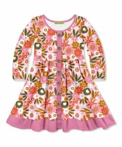 Brand new ⭐ Millie Loves Lily Pink Optic Floral Button-Front A-Line 👗 Dress - Infant, Toddler & 👧 Girls For Kids 🎉