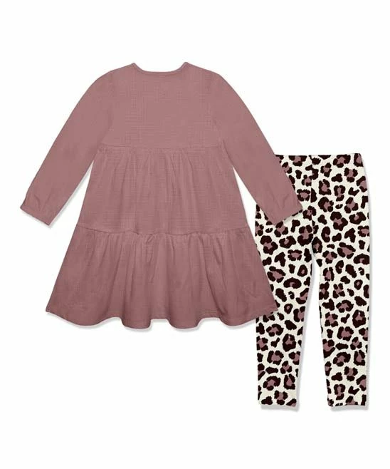 Hot Sale π₯° Millie Loves Lily Nostalgia Rose Waffle Button-Up Tiered π Dress & Simply Leopard Leggings - Infant, Toddler & π§ Girls For Kids β€οΈ 2 Hot Sale π₯° Millie Loves Lily Nostalgia Rose Waffle Button-Up Tiered π Dress & Simply Leopard Leggings - Infant, Toddler & π§ Girls For Kids β€οΈ - Image 2