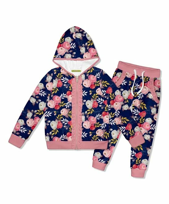 Best Pirce π Millie Loves Lily Navy Flower Ruffle Velour Zip-Front Hoodie & Joggers - Toddler & π§ Girls For Kids π― 1 Best Pirce π Millie Loves Lily Navy Flower Ruffle Velour Zip-Front Hoodie & Joggers - Toddler & π§ Girls For Kids π―