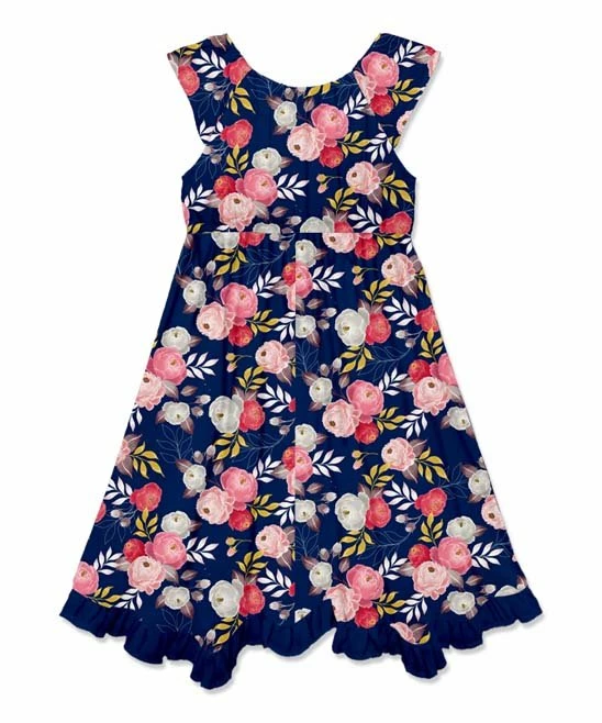 Budget π Millie Loves Lily Navy Girl Flower Ruffle Chiffon Angel-Sleeve π Dress - Infant, Toddler & π§ Girls For Kids β 3 Budget π Millie Loves Lily Navy Girl Flower Ruffle Chiffon Angel-Sleeve π Dress - Infant, Toddler & π§ Girls For Kids β - Image 3