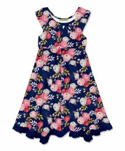 Budget 🎁 Millie Loves Lily Navy Girl Flower Ruffle Chiffon Angel-Sleeve 👗 Dress - Infant, Toddler & 👧 Girls For Kids ⌛