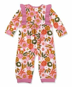 Coupon 👍 Little Millie Pink Optic Floral Ruffle-Trim Playsuit - Infant & Toddler For Kids 👏 -Little Millie-shop zu110607123 alt 2 tm1668719415
