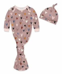 Flash Sale ⭐ Little Millie Mauve Hearts Swaddle Sack & Beanie - Newborn For Baby & Maternity 🎉
