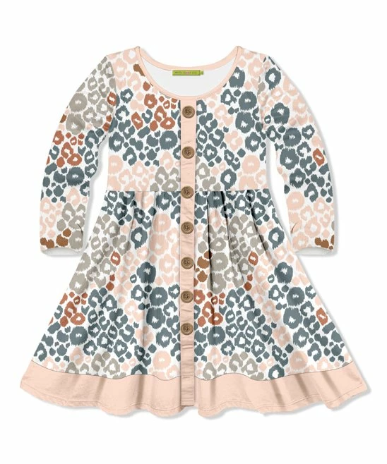 Hot Sale π€© Millie Loves Lily Light Peach & Dusty Teal Leopard Spots Button-Front A-Line π Dress - Infant, Toddler & π§ Girls For Kids β 1 Hot Sale π€© Millie Loves Lily Light Peach & Dusty Teal Leopard Spots Button-Front A-Line π Dress - Infant, Toddler & π§ Girls For Kids β