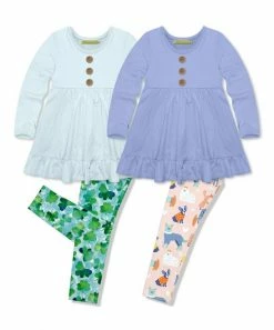 Discount ❤️ Millie Loves Lily Ice Blue & Light Pink 🐶 Dog Park Leggings Set - Infant, Toddler & 👧 Girls For Kids ✔️