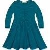 Promo 🤩 Simply Millie By Millie Loves Lily Teal Bow-Accent Long-Sleeve A-Line 👗 Dress - Infant, Toddler & 👧 Girls For Kids 🔥