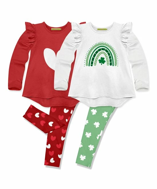 Best Pirce π Millie Loves Lily White & Green Shamrock Dot Leggings Set - Infant, Toddler & π§ Girls For Kids π― 1 Best Pirce π Millie Loves Lily White & Green Shamrock Dot Leggings Set - Infant, Toddler & π§ Girls For Kids π―