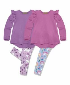 Coupon 🌟 Millie Loves Lily Purple & Violet Spring Rainbow Long-Sleeve Hi-Low Top Set - Infant, Toddler & 👧 Girls For Kids 👏
