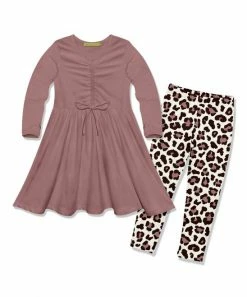 Best reviews of 🧨 Millie Loves Lily Nostalgia Rose Bow-Accent A-Line 👗 Dress & Brown Simply Leopard Leggings - Infant, Toddler & 👧 Girls For Kids ✨