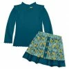 Promo ⌛ Millie Loves Lily Midnight Teal Long-Sleeve Tee & Teal Ruby Floral A-Line 👗 Skirt - Toddler & 👧 Girls For Kids 🛒