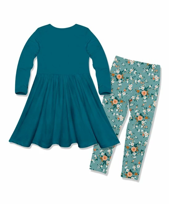 Cheap π Millie Loves Lily Teal Bow-Accent A-Line π Dress & Light Teal Floral Garden Leggings - Infant, Toddler & π§ Girls For Kids π₯ 3 Cheap π Millie Loves Lily Teal Bow-Accent A-Line π Dress & Light Teal Floral Garden Leggings - Infant, Toddler & π§ Girls For Kids π₯ - Image 3