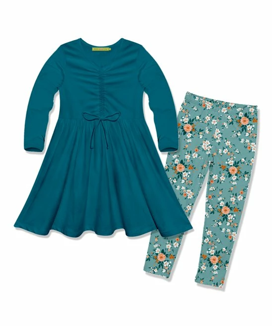 Cheap π Millie Loves Lily Teal Bow-Accent A-Line π Dress & Light Teal Floral Garden Leggings - Infant, Toddler & π§ Girls For Kids π₯ 1 Cheap π Millie Loves Lily Teal Bow-Accent A-Line π Dress & Light Teal Floral Garden Leggings - Infant, Toddler & π§ Girls For Kids π₯