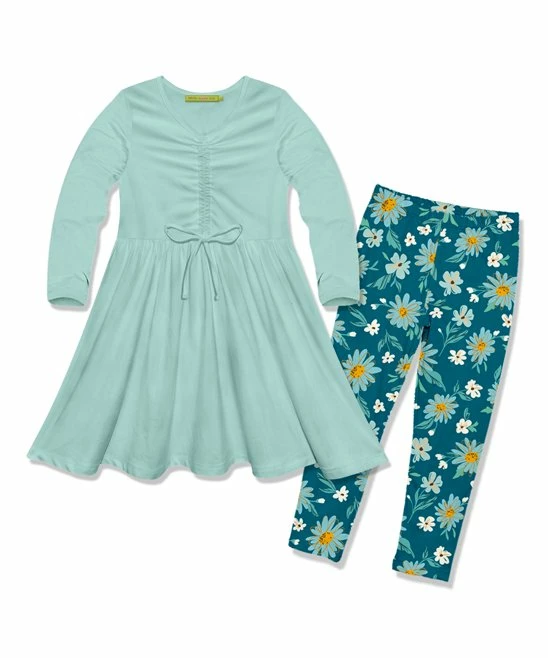 Best deal π€© Millie Loves Lily Mint Bow-Accent A-Line π Dress & Teal Floral Fall Daisy Leggings - Infant, Toddler & π§ Girls For Kids π₯° 1 Best deal π€© Millie Loves Lily Mint Bow-Accent A-Line π Dress & Teal Floral Fall Daisy Leggings - Infant, Toddler & π§ Girls For Kids π₯°