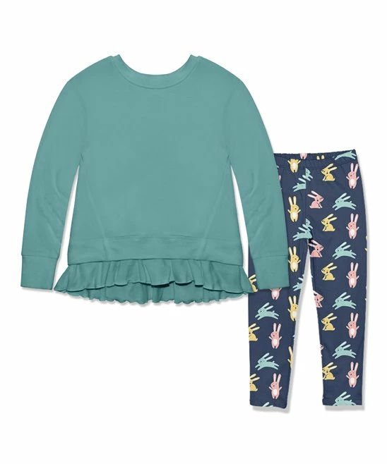 Buy β¨ Millie Loves Lily Nile Blue Ruffle-Hem Sweatshirt & Gray Bunny Dance Leggings - Infant, Toddler & π§ Girls For Kids π 1 Buy β¨ Millie Loves Lily Nile Blue Ruffle-Hem Sweatshirt & Gray Bunny Dance Leggings - Infant, Toddler & π§ Girls For Kids π