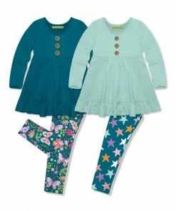 Wholesale 🔥 Millie Loves Lily Teal & Mint Spring Fantasy Leggings Set - Infant, Toddler & 👧 Girls For Baby & Maternity 🤩