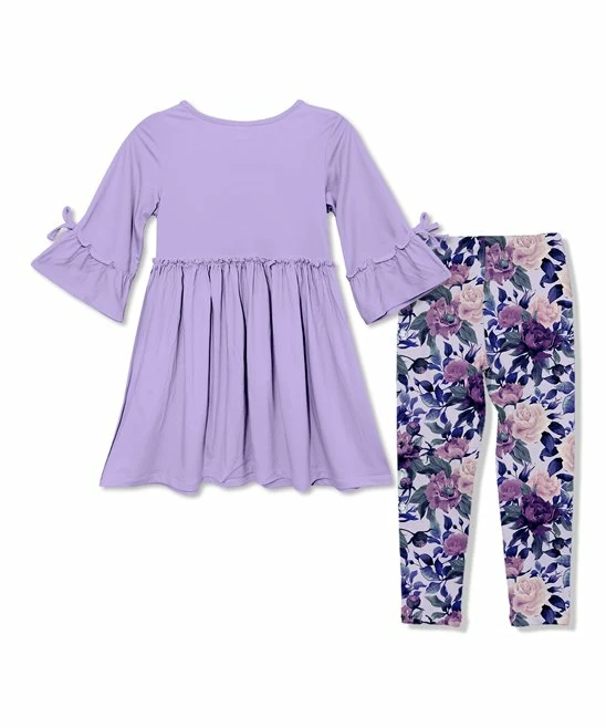 Flash Sale β€οΈ Millie Loves Lily Orchid Petal Bell-Sleeve A-Line π Dress & Purple Fame Floral Leggings - Infant, Toddler & π§ Girls For Kids π 3 Flash Sale β€οΈ Millie Loves Lily Orchid Petal Bell-Sleeve A-Line π Dress & Purple Fame Floral Leggings - Infant, Toddler & π§ Girls For Kids π - Image 3