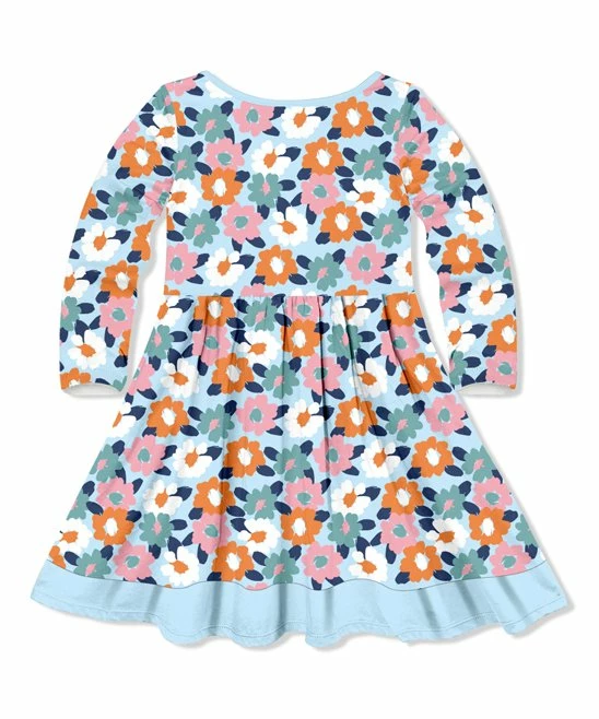 Hot Sale π Millie Loves Lily Ice Blue & Peach Painted Floral Button-Front A-Line π Dress - Infant, Toddler & π§ Girls For Kids β 3 Hot Sale π Millie Loves Lily Ice Blue & Peach Painted Floral Button-Front A-Line π Dress - Infant, Toddler & π§ Girls For Kids β - Image 3