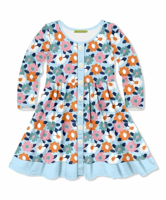 Hot Sale π Millie Loves Lily Ice Blue & Peach Painted Floral Button-Front A-Line π Dress - Infant, Toddler & π§ Girls For Kids β 1 Hot Sale π Millie Loves Lily Ice Blue & Peach Painted Floral Button-Front A-Line π Dress - Infant, Toddler & π§ Girls For Kids β