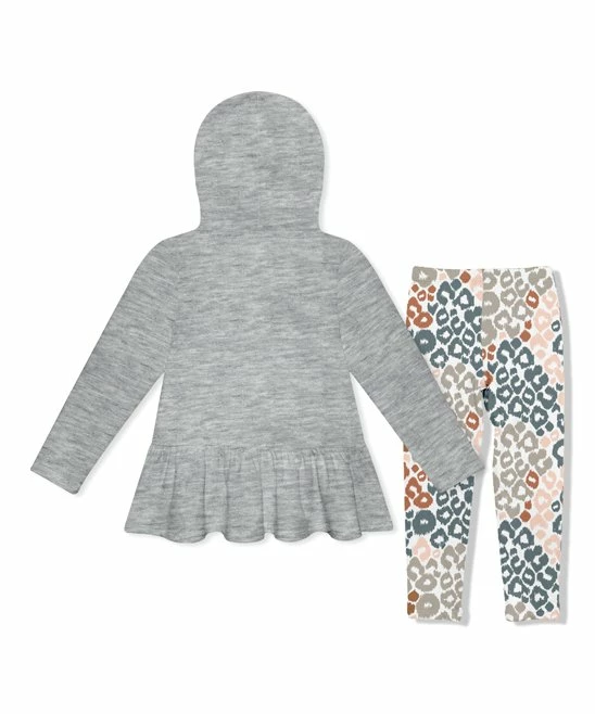 Best deal π₯ Millie Loves Lily Heather Gray Ruffle-Hem Hoodie & Peach Leopard Leggings - Infant, Toddler & π§ Girls For Kids π 3 Best deal π₯ Millie Loves Lily Heather Gray Ruffle-Hem Hoodie & Peach Leopard Leggings - Infant, Toddler & π§ Girls For Kids π - Image 3