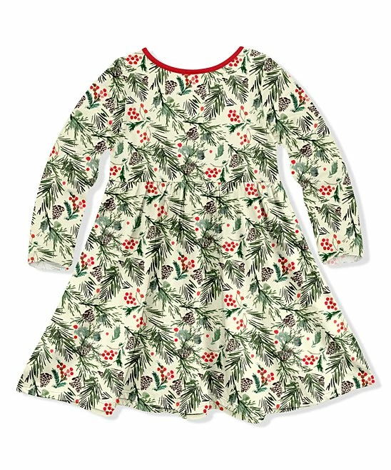 Discount π₯ Millie Loves Lily Cream Pine Berries Button-Front A-Line π Dress - π§ Girls For Kids β€οΈ 2 Discount π₯ Millie Loves Lily Cream Pine Berries Button-Front A-Line π Dress - π§ Girls For Kids β€οΈ - Image 2