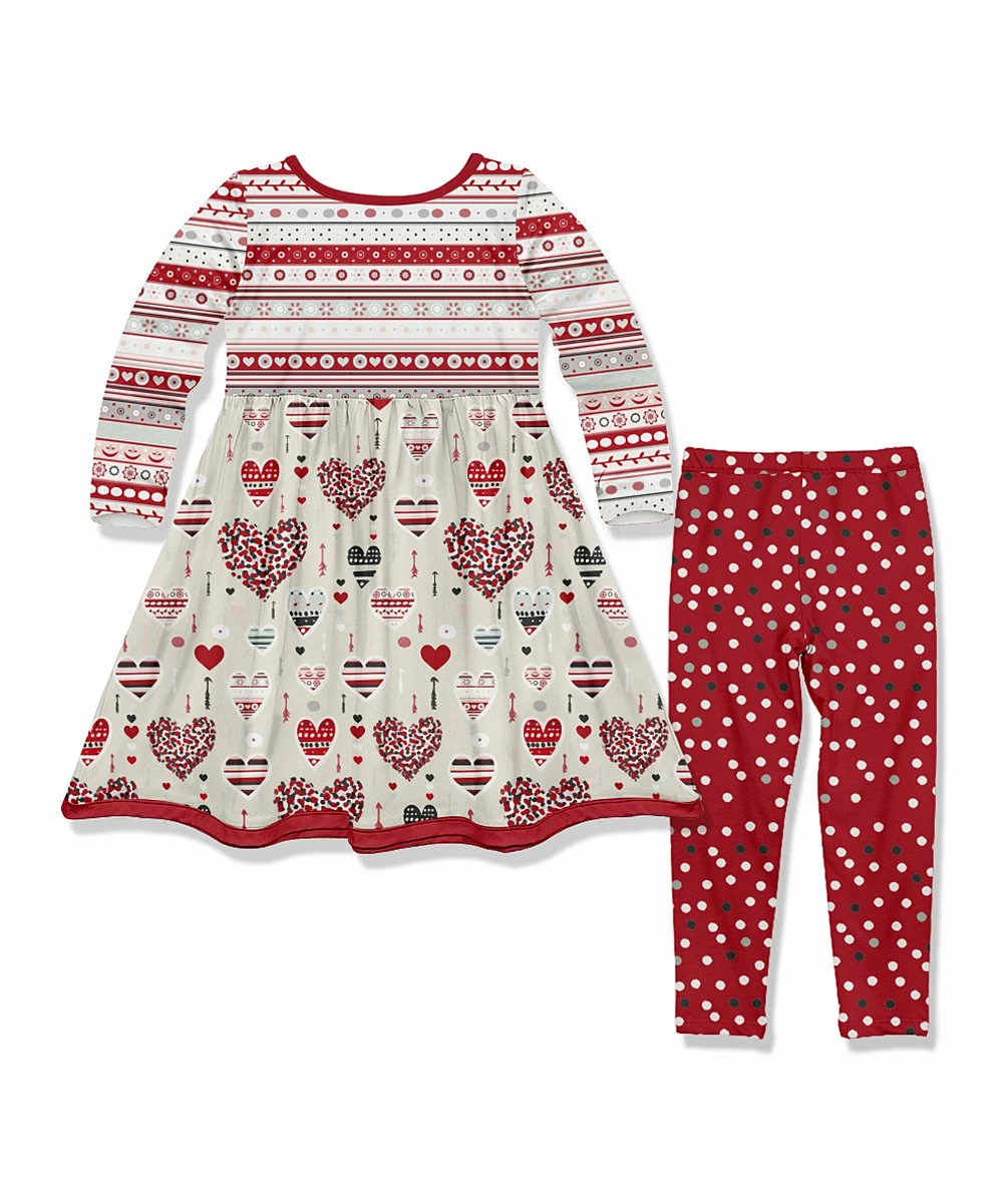 Flash Sale π€© Millie Loves Lily Red & Ecru Fair Isle & Dot A-Line π Dress & Leggings - Toddler & π§ Girls For Kids π 2 Flash Sale π€© Millie Loves Lily Red & Ecru Fair Isle & Dot A-Line π Dress & Leggings - Toddler & π§ Girls For Kids π - Image 2