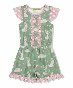 Best reviews of ⌛ Millie Loves Lily Green Bunny Button-Front Romper - 👧 Girls For Kids ✔️