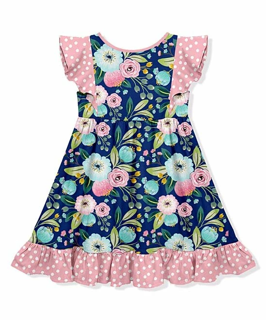 Hot Sale π Millie Loves Lily Navy & Pink Famous Floral Angel-Sleeve π Dress - Toddler & π§ Girls For Kids β 2 Hot Sale π Millie Loves Lily Navy & Pink Famous Floral Angel-Sleeve π Dress - Toddler & π§ Girls For Kids β - Image 2